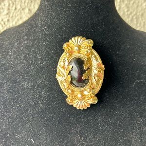 VINTAGE BROOCH / PIN. Color:  BLACK and GOLD